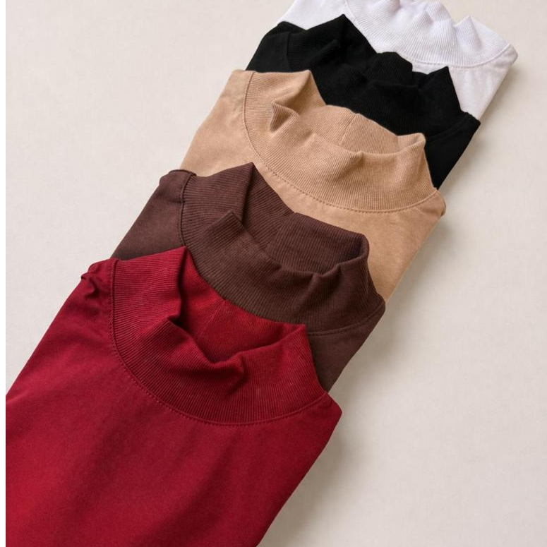 kit 4 Camisetas Femininas Básicas Gola alta  Algodão Lisa Moderna  Elegante