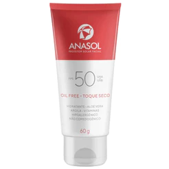 Protetor Solar Facial Anasol FPS 50 Oil Free Toque Seco Hidratante 60g Proteção UVA UVB Anti-Oleosidade