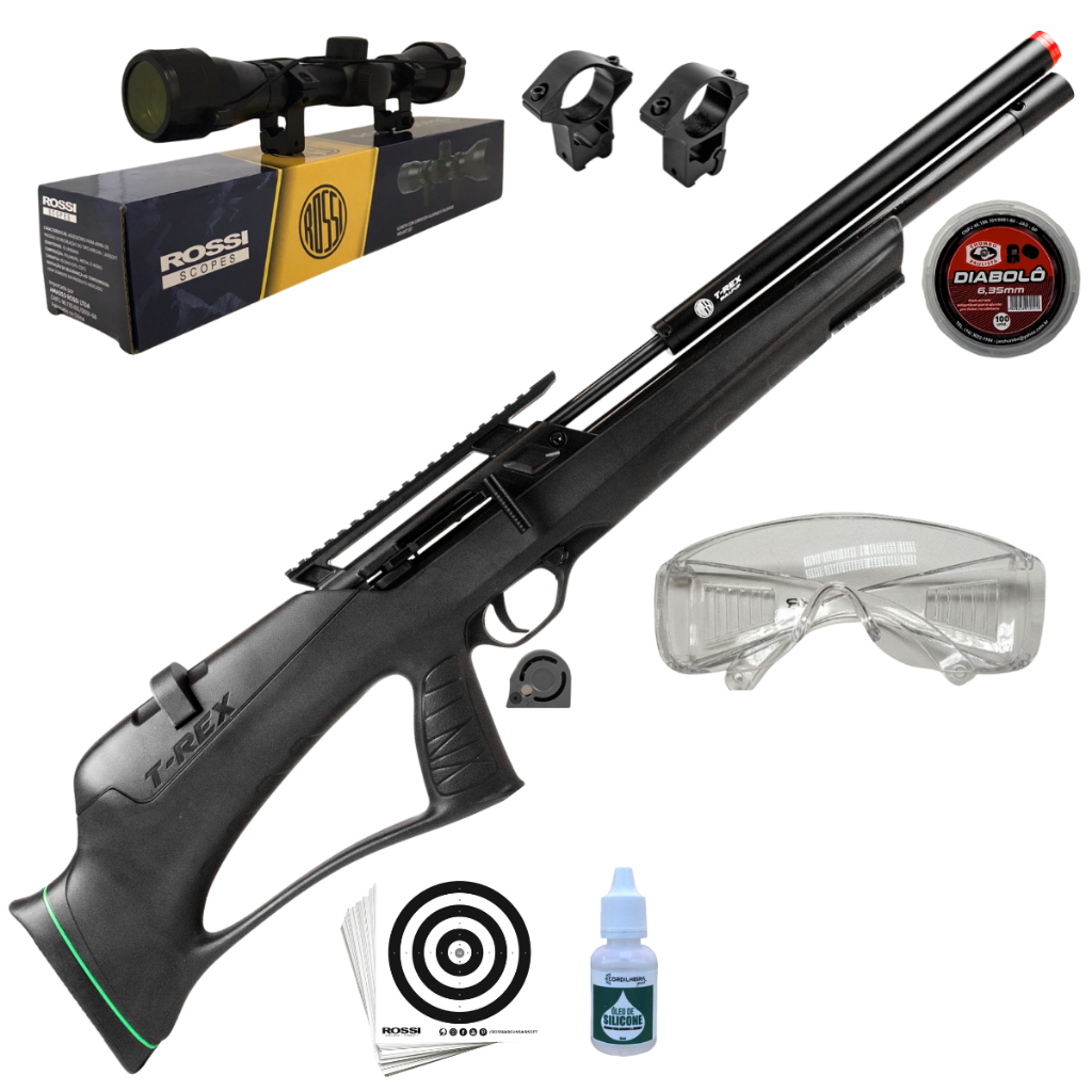 Carabina de Pressão Rossi T-REX BULLPUP PCP 6.35mm Polímero + Escolha seu kit