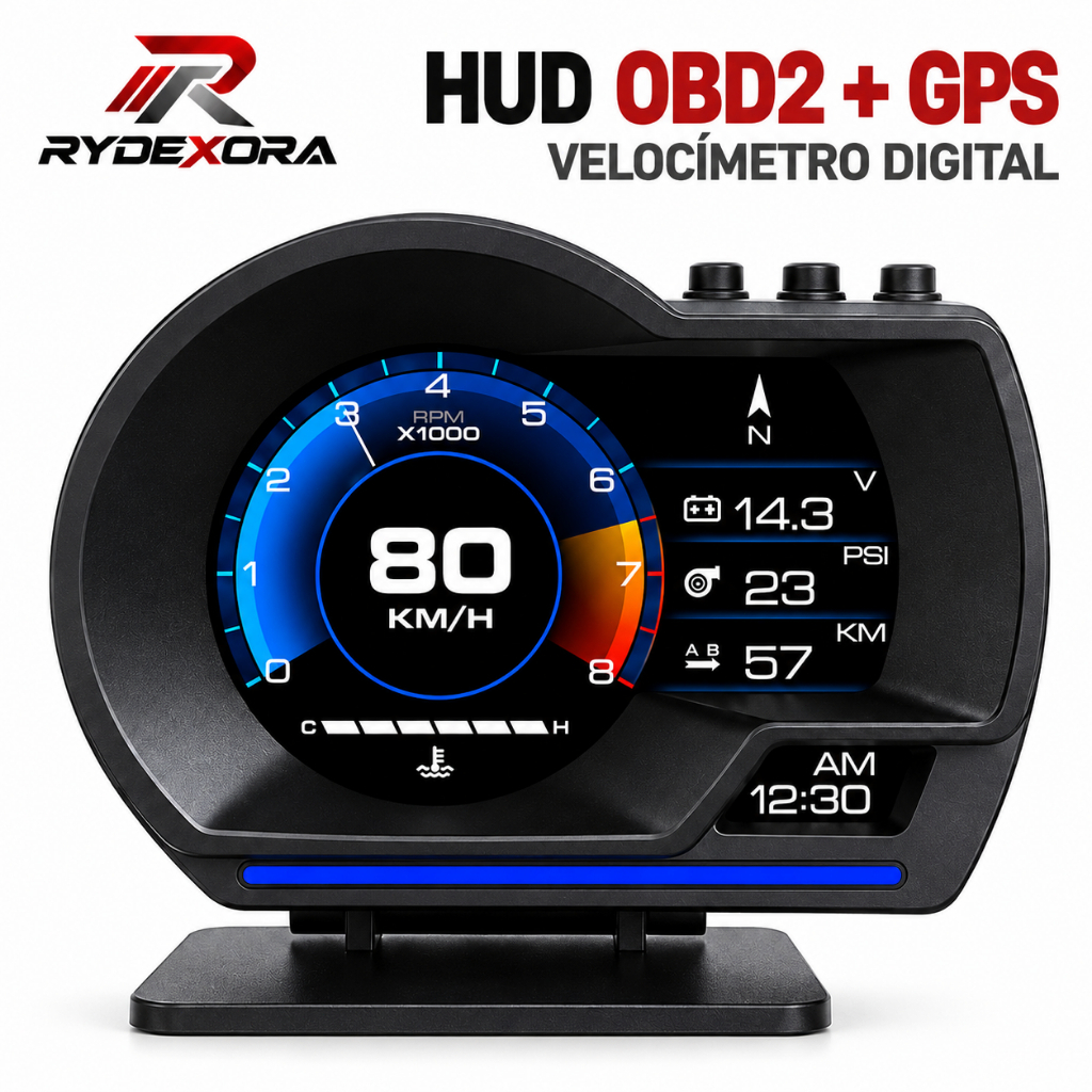 HUD OBD2 GPS Velocímetro Digital Universal Carro Flex Moto Caminhonete Scanner Apaga Luz Injeção