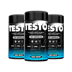 Kit 3x Testo 120 Cápsulas Produção Natural, Desempenho Físico, Vitalidade e Performance - Body Nutry