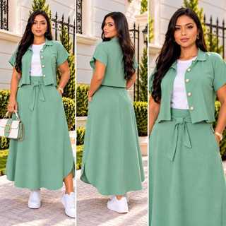 conjunto feminino moda feminino conjunto saia e blusa conjunto elegante moda evangelica