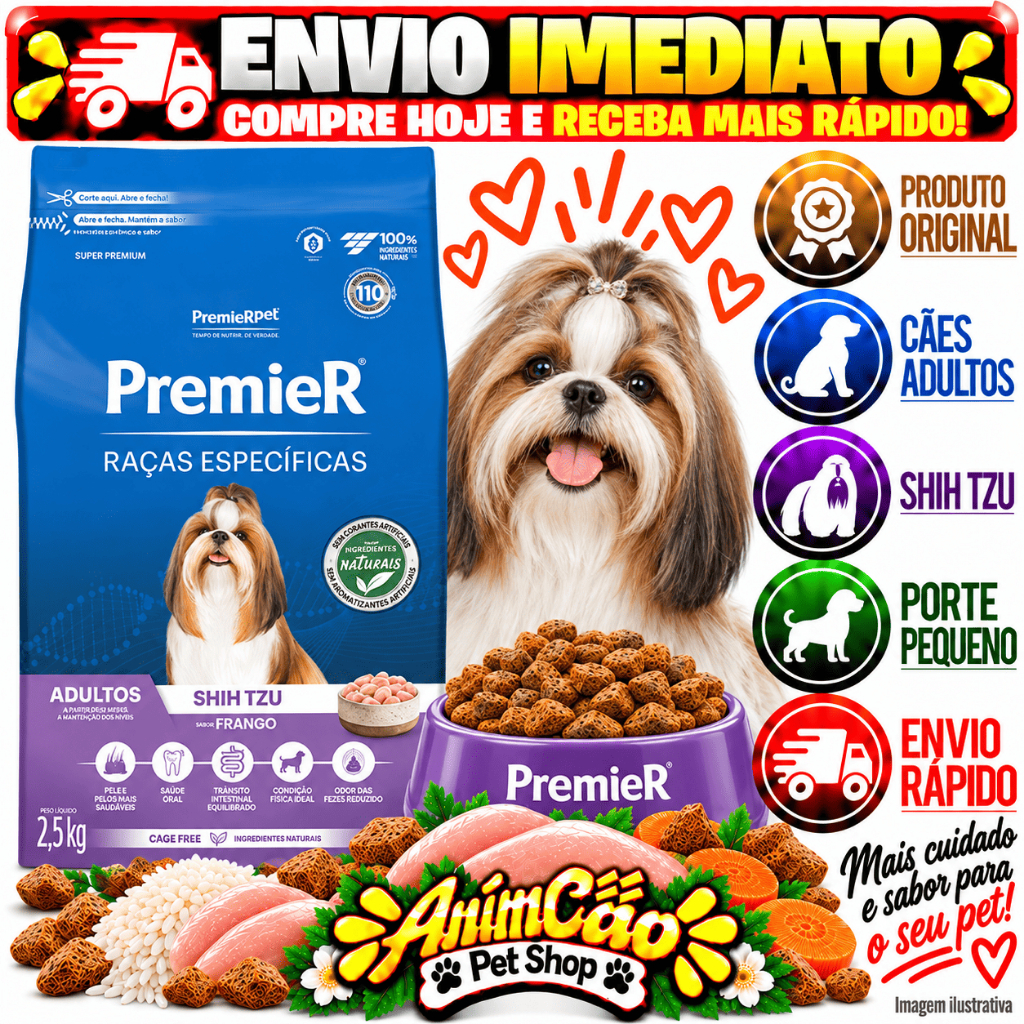 Ração Premier Raça Especifica Shih Tzu Adulto Sabor Frango 2,5 KG