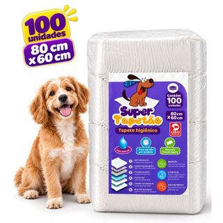 Tapete Higiênico Cachorro Cães Pet Super Tapetão 80x60cm 100 Un Super Absorvente Antivazamento