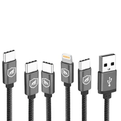 Gshield Cabo de Dados e Carregamento Rápido P/ iPhone e Android Symetric em Termoplástico 1,5 Metros