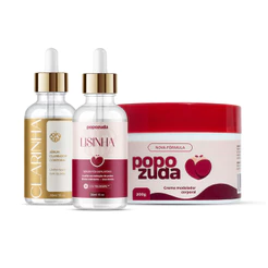 Popozuda Creme + Sérum Lisinha + Sérum Clarinha - Ritual Completo para Pele Renovada, Uniformizada e sem Pelos