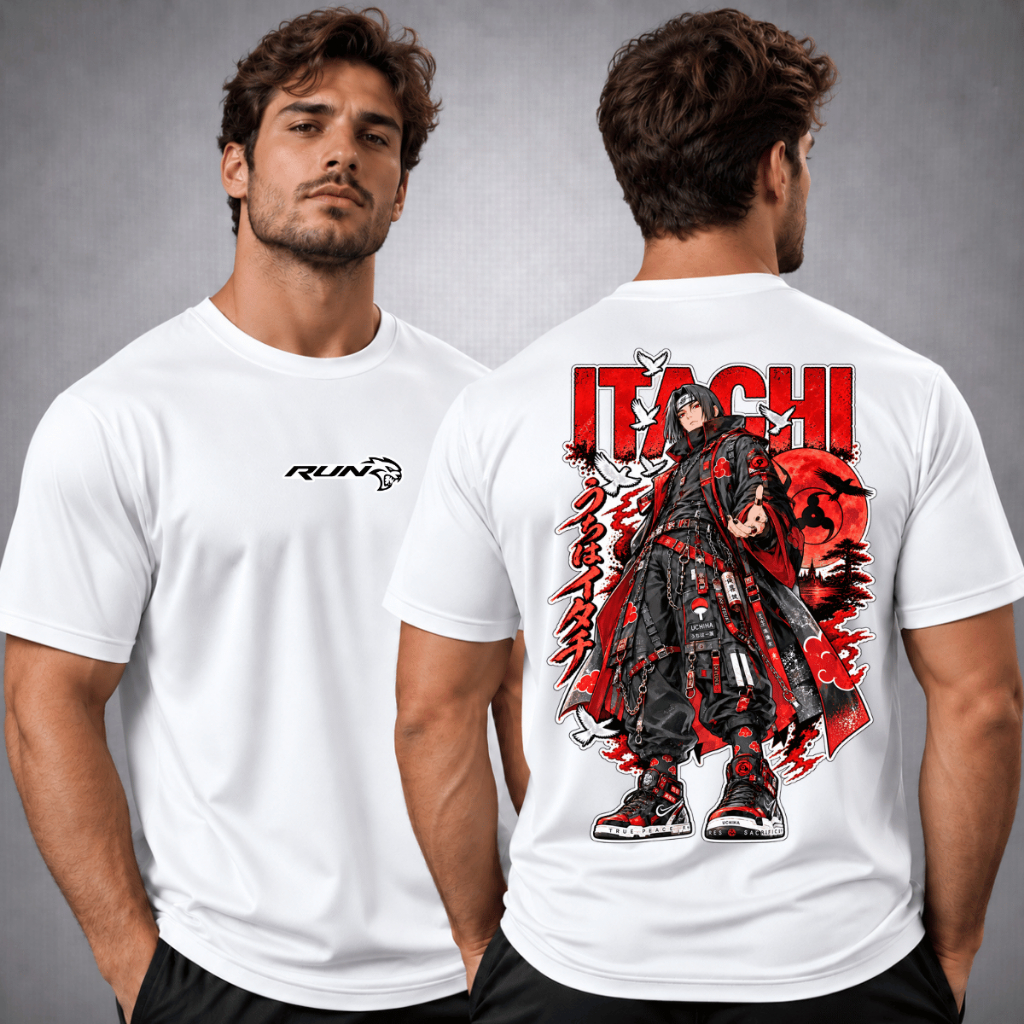 Camiseta Masculina Dry Fit Estamp Anime Naruto Masculina Itachi Sharingan Streetwear Casual