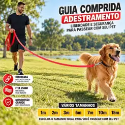 GUIA COMPRIDA ADESTRAMENTO CACHORRO REFORÇADA MOSQUETÃO GRANDE CACHORRO PETS