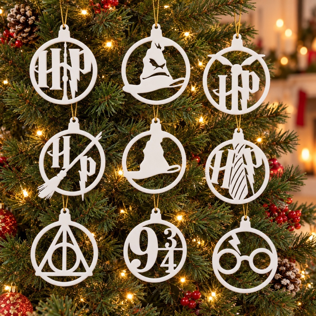 Kit 9 Bolas de Natal Harry Potter 6 cm em PETG – Enfeites para Árvore
