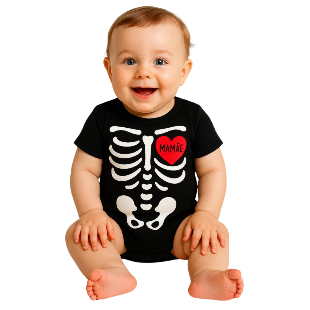Body Bebe Halloween Esqueleto Abobora Bruxinha Macacao Tematico Infantil Fantasia Mesversario — imagem 2 de 2