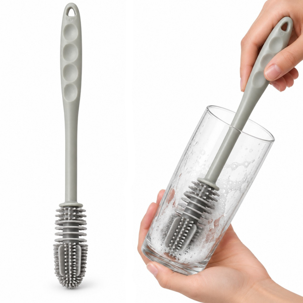 Escova de Silicone para lavar Garrafas Copos Mamadeira Multiuso
