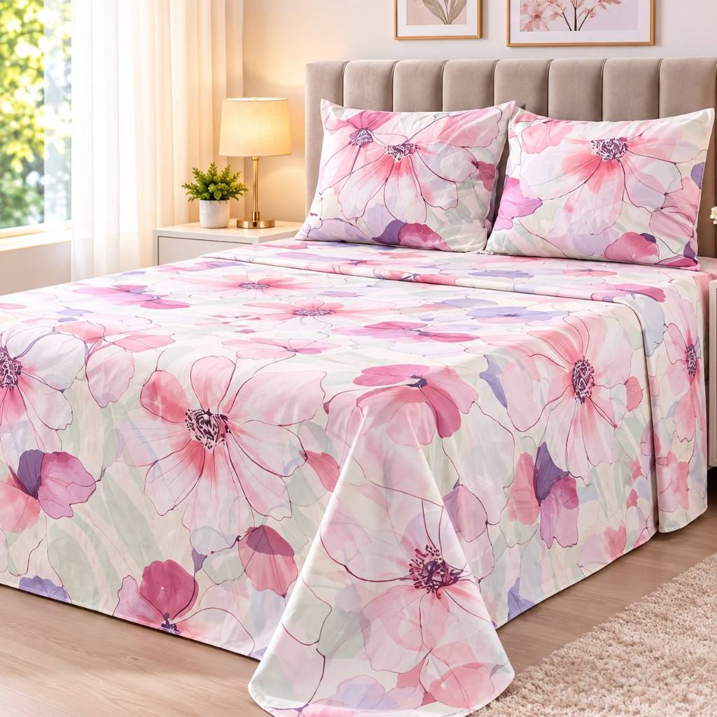 Lençol Casal Microfibra Estampado Jogo com 3 kit 1 Lençol com 2 Fronhas Macias