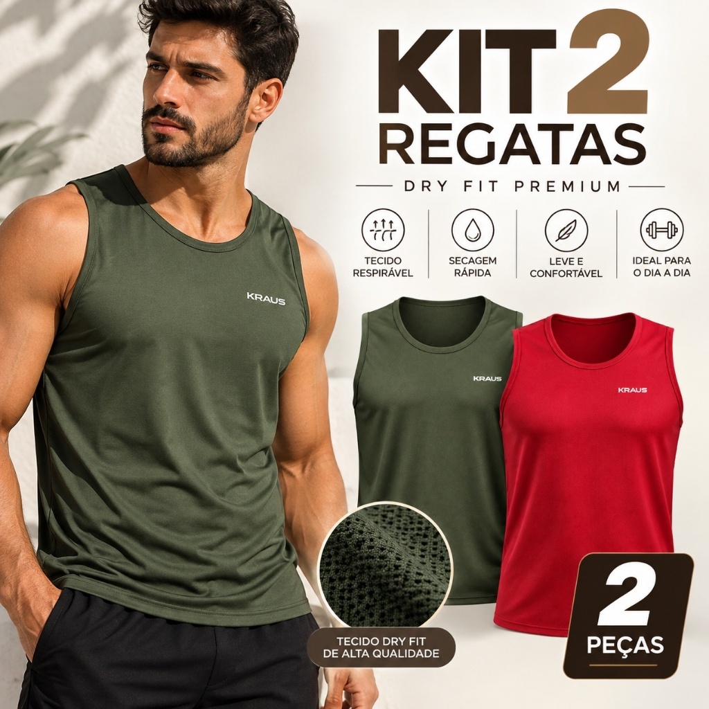 Kit 2 Camisetas Regatas Espostivas Masculina Anti Odor Treino Leve Academia DryFit
