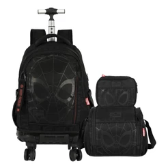 Kit Mochila Escolar com Rodinhas, Lancheira e Estojo Homem-Aranha Black - Luxcel