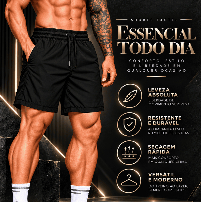 Short Masculino Tactel Elastano Bolso Tela Respirável Academia Praia Piscina Verão
