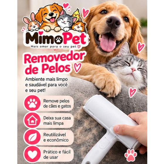 Removedor de Pelos de Cachorro e Gato Reutilizável para Sofá, Roupa, Tapete e Cama Pet