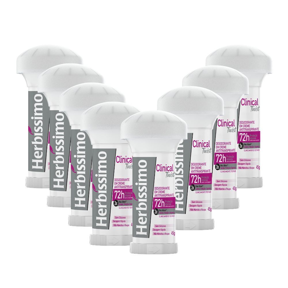 Kit Desodorante Twist Antitranspirante Herbíssimo Clinical Rosa 45G (8 unidades)