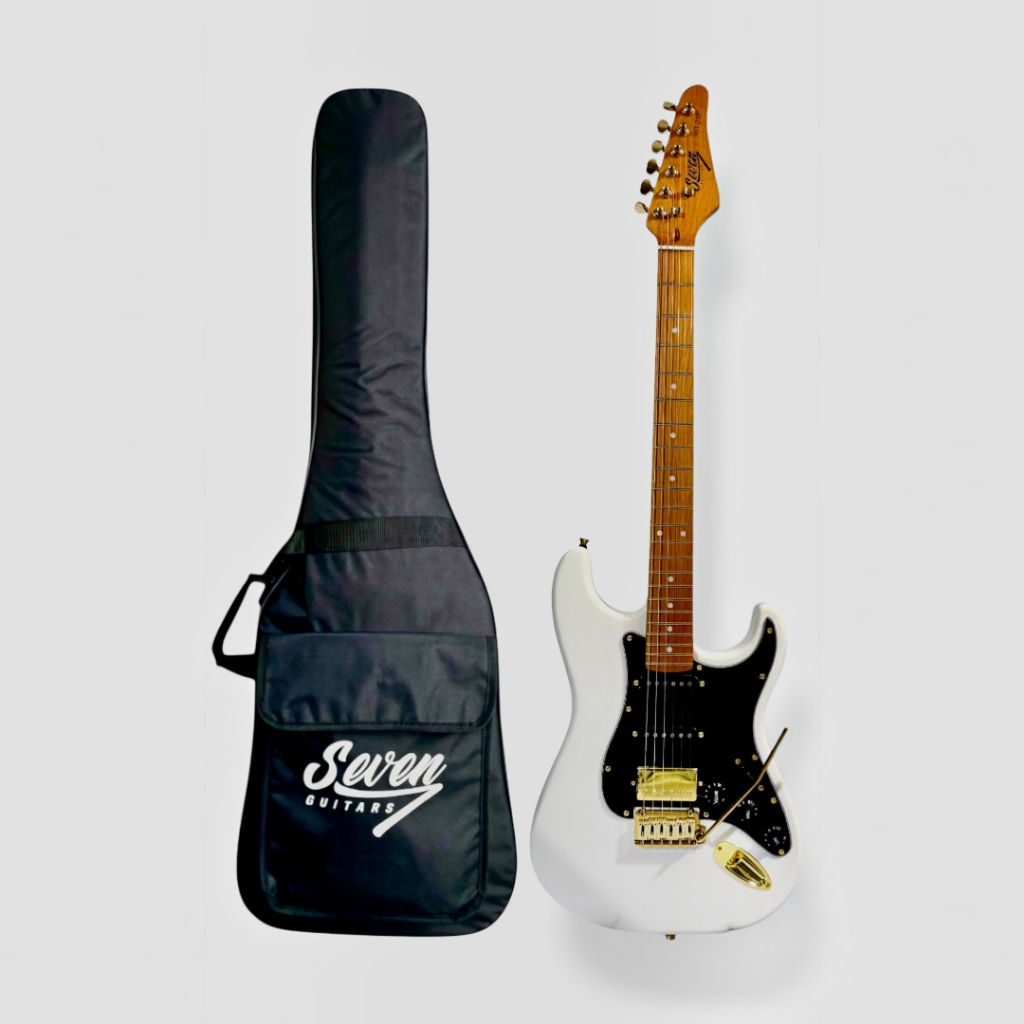 Guitarra Strato Seven Sgt-270 Branca Traste Inox com Bag