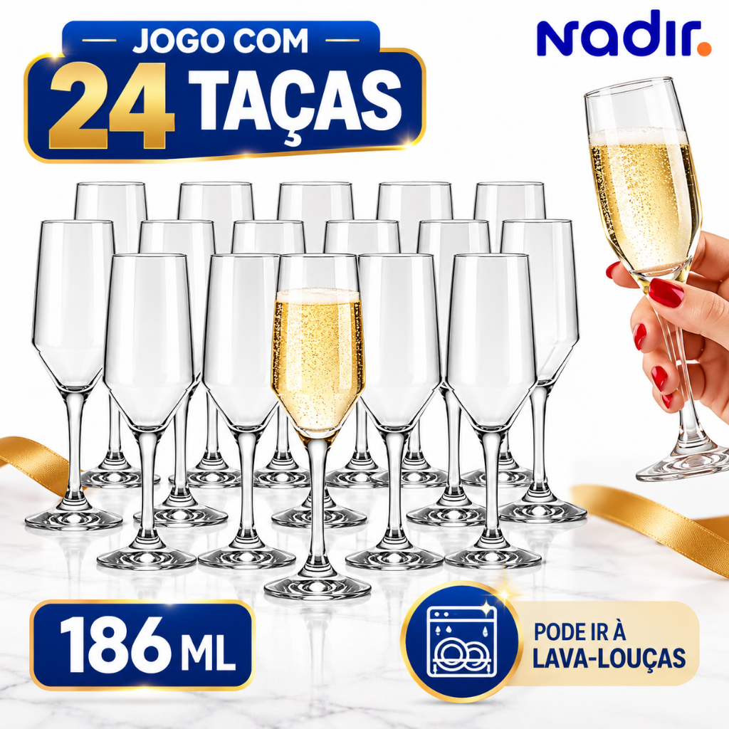 Kit 24 Taças Buffet Champagne 186ml Nadir Figueiredo