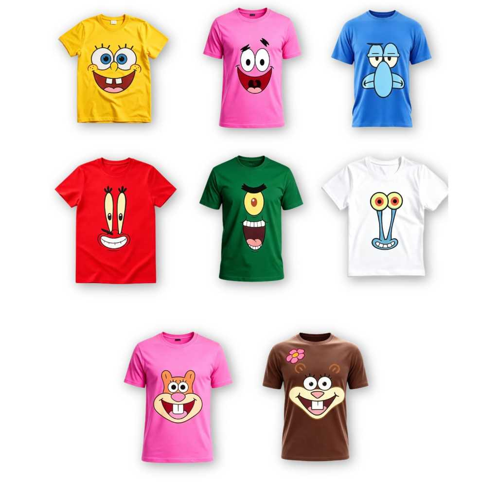 Camiseta Camisa Estampada Bob Esponja Algodão Divertida Personagem Criativa Colorida Confortável