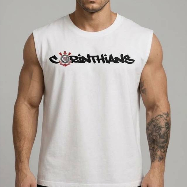 Regata Corinthians Unissex Estampa Time Casual Camiseta Oversized Machão 100% Algodão Streetwear