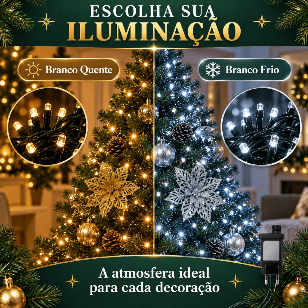 Strobo Pisca Pisca Cordão Natal 1600 Leds 50m Prova D'Água Bivolt 320 Flash Decoração Enfeite Natal LuvinCo — imagem 2 de 2