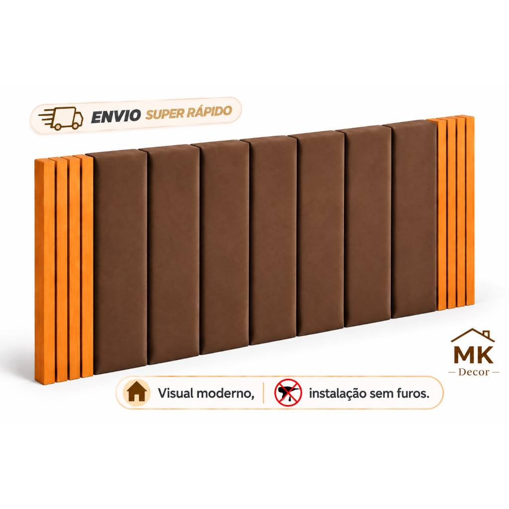 Cabeceira Modular+Painel Ripado MDF Cama Solteiro Casal King Queen  45x20 Envio Full