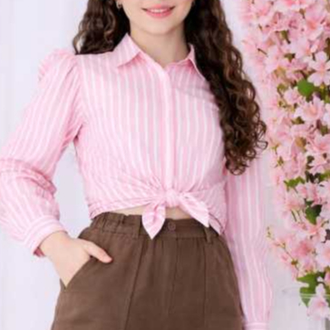 Camisa Social Infantil Feminina Manga Longa punho elastex Princesa TecidoTricoline 100% Poliester — imagem 2 de 2