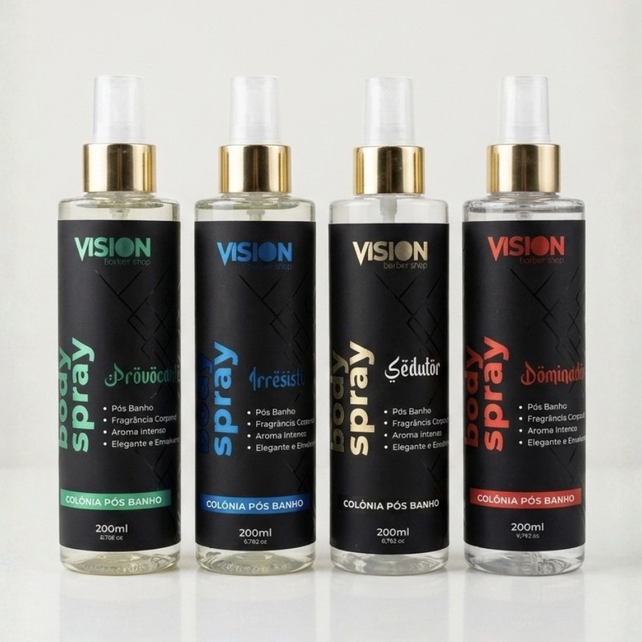 Body Splash Masculino Vision 200ml 4 Fragrâncias Body Spray Colônia Pós Banho