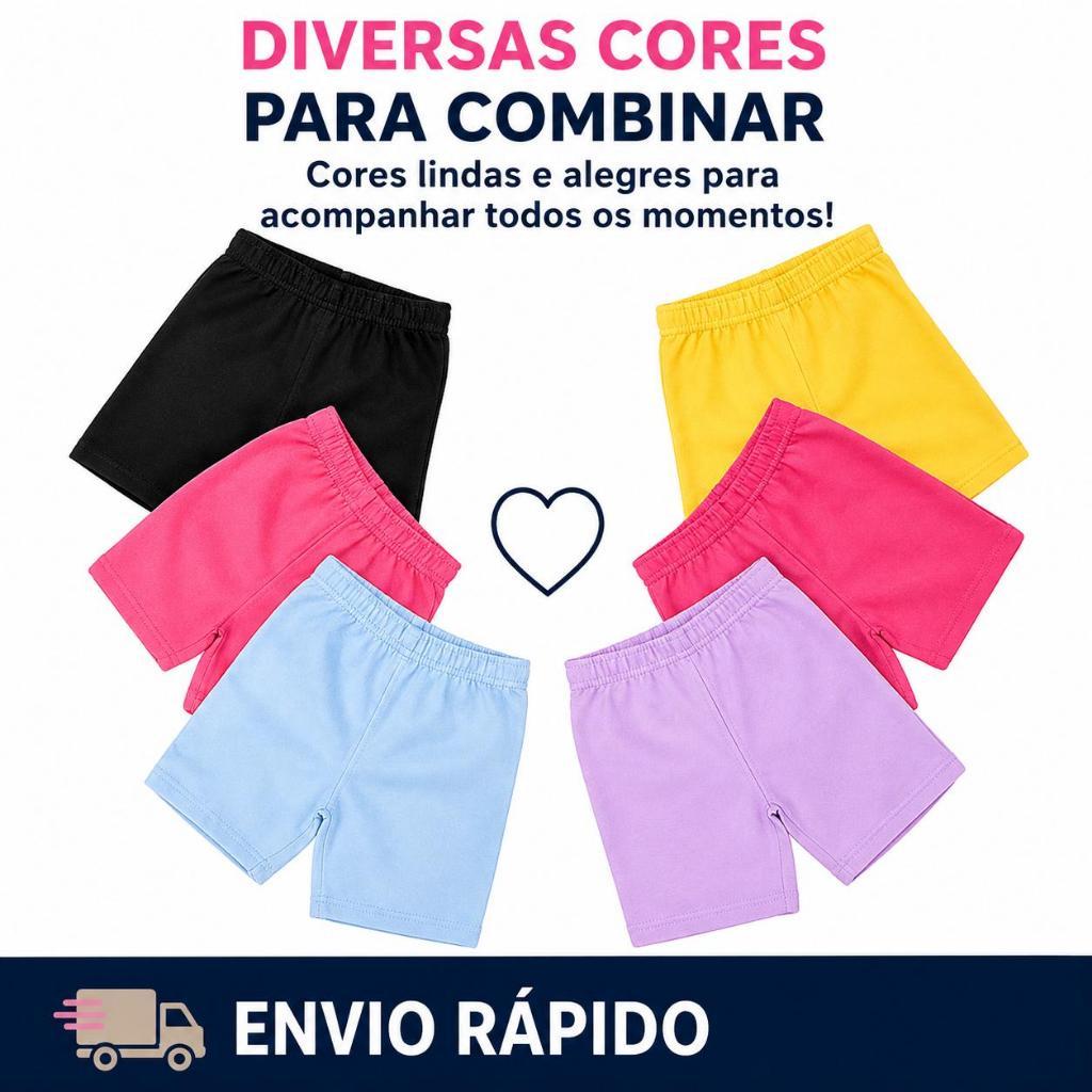 Kit 5 Bermuda Cotton Premium Ciclista Infantil Juvenil Short Básico 4 a 12 anos (0004) — imagem 2 de 2