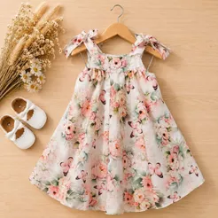 Vestido Infantil Floral Branco com Flores Luxo Princesa Moda Juvenil Rodado com Forro