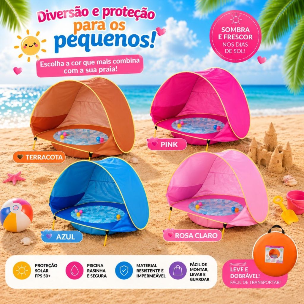 Imagem 682 - Barraca De Praia De Brinquedos Para Bebês Com Piscina Portátil