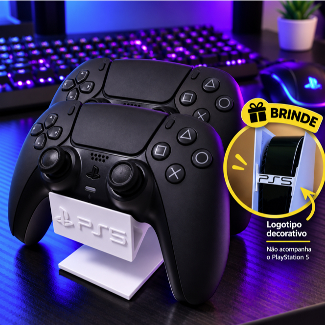 Suporte Controle PS5 PS4 Suporte Duplo Console Base Setup Gamer Dualsense Dualshock de Mesa