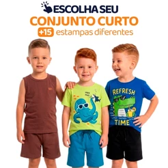 Conjunto Infantil Masculino Menino Verão Manga Curta Tamanho 2 ao 10 Roupa Infantil para Menino L04