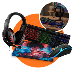 Kit Gamer RGB com Teclado Semi Mecânico, Mouse 1200 DPI e Headset com Microfone