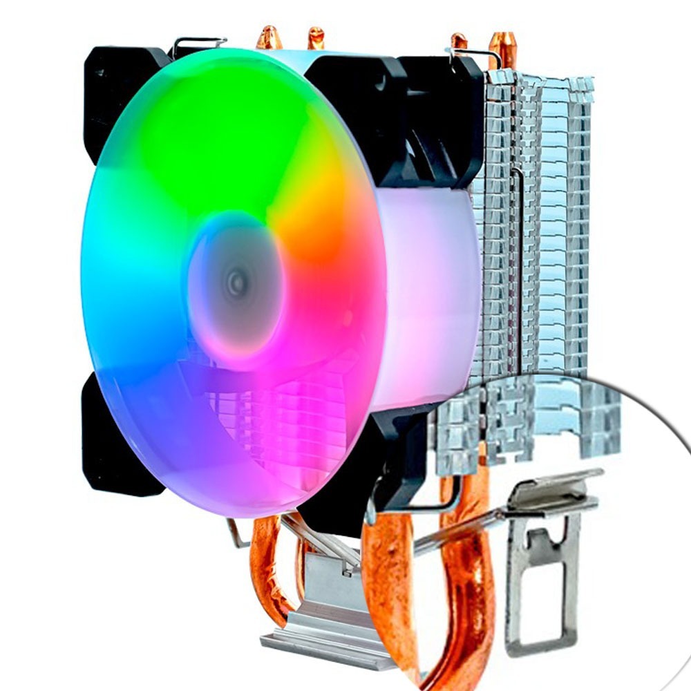 Cooler Processador Clanm V19 Alumínio Base Cobre Hidráulico 2100RPM LED 95W Amd AM5 AM4 AM3 Intel LGA1700