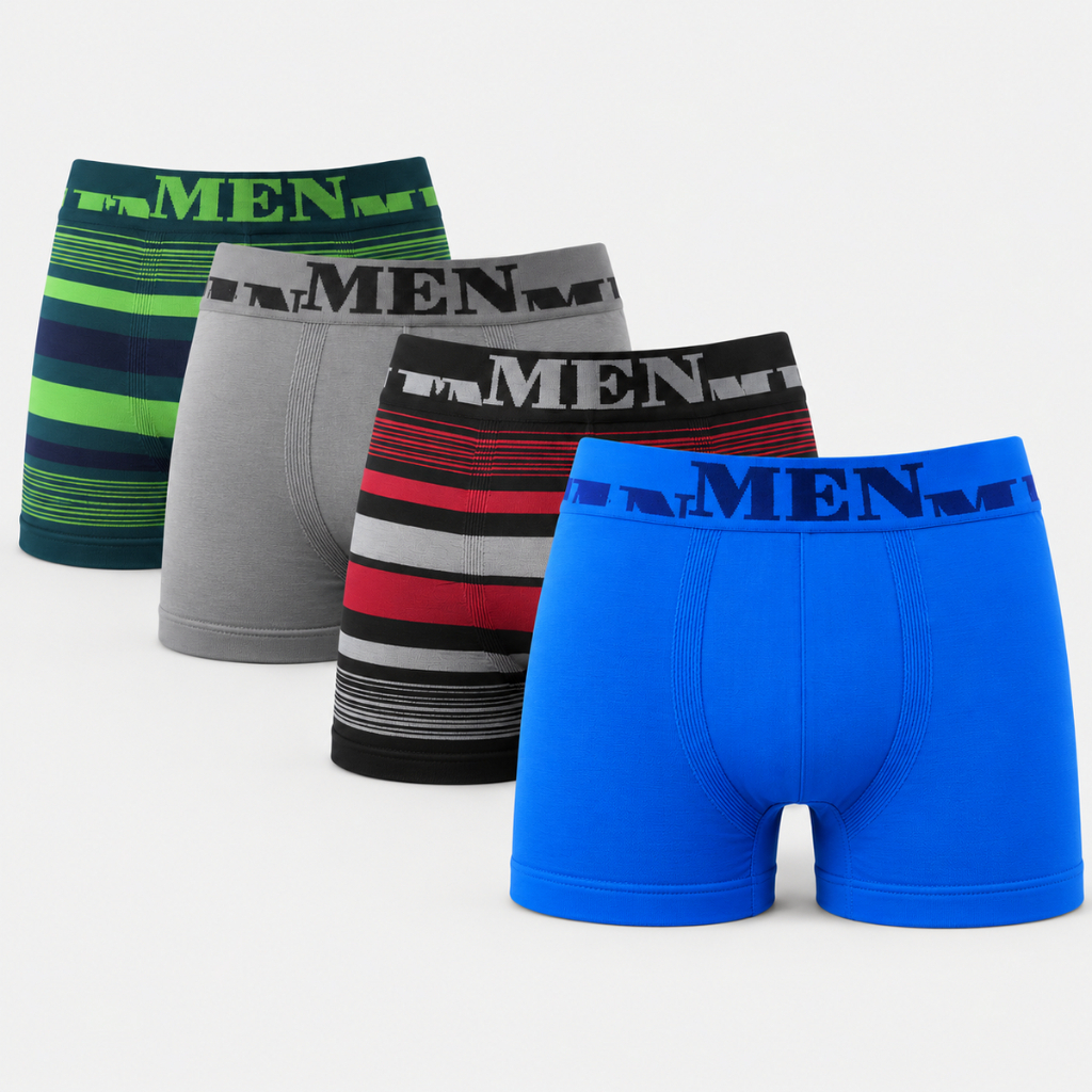 Cueca Boxer Masculina Adulto Sem Costura Tecido Microfibra Confortável Para Dia a Dia