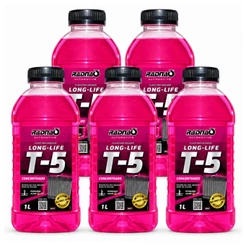 Kit 5 Aditivo Radiador Radnaq T-5 Concentrado Rosa 1 Litro
