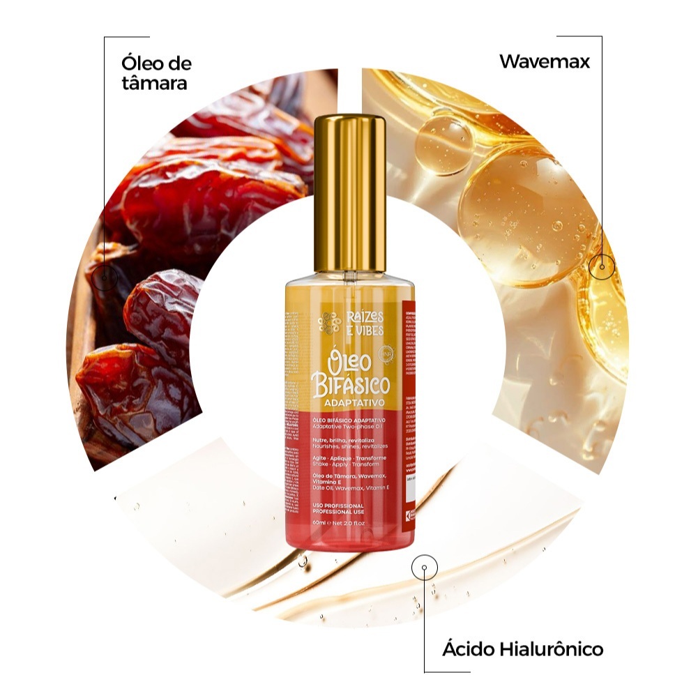 Óleo Bifásico Nutrição e Brilho Imediato Adaptativo 60ml - Raízes & Vibes · foto 2