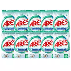 Kit 10 Unidades Lava Roupas Ares Em Pó Bicarbonato De Sódio Max Sensitive 800g Roupas Brancas e Coloridas