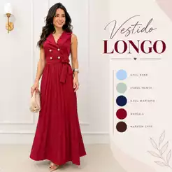 Vestido Plissado Longo Femenino Elegante Com Colete Cinto Decote Em V Moda Evangélica Casual Chic