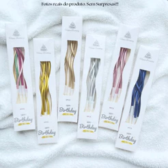 Kit 6 Velas de Aniversário Curvas Parafina Luxo para Bolo Decoração Festa Casamento