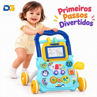 Andador Didático Bebê Musical Empurrador Educativo Infantil com Quadro Mágico e Atividades - P20