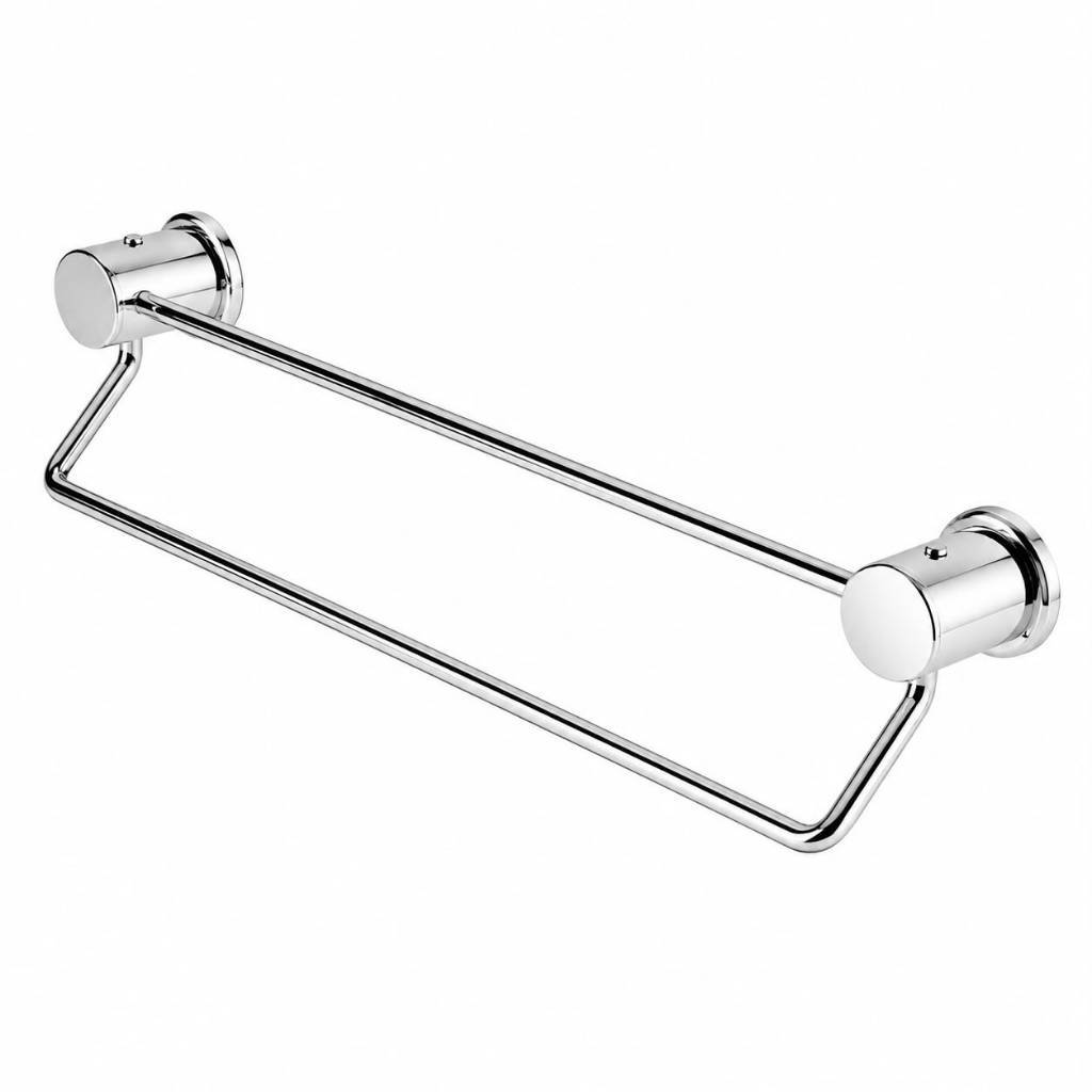 Porta Toalha de Banho Reto Duplo Super Luxo Cromado de Alumínio 62cm Resistente