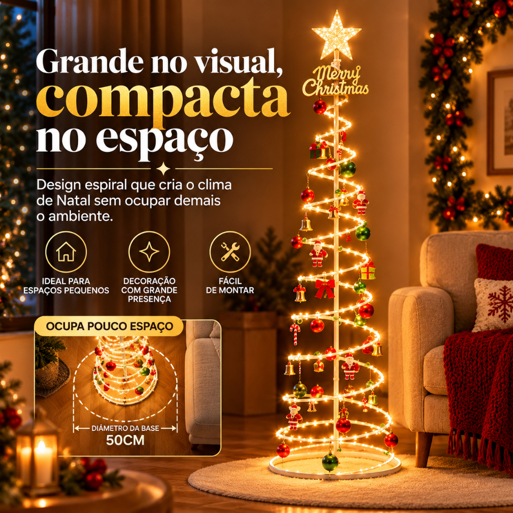 Árvore de Natal Espiral 180cm com Luzes LED, Estrela e Enfeites para Decoração de Natal KODI · foto 2
