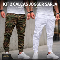 Kit 2 Calças Masculina Jogger Com Elástico Punho e Cordão De Amarração Promoção