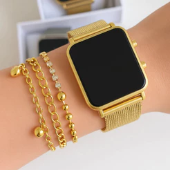 Relógio Quadrado Digital led casual Masculino Feminino moda luxo