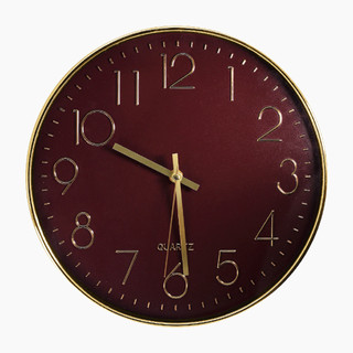 Relógio de Parede Decorativo 30x30 Dourado Marsala Analógico Quartz Sala Quarto Escritório