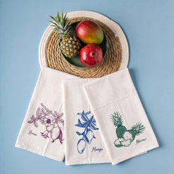 Kit 10 Panos De Prato Rustico Cru Algodão Estampas Frutas Legumes Atacado