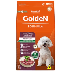 15kg Ração Golden Formula Cães Adultos Raças Pequenas Mini Bits Carne, Arroz E Vegetais